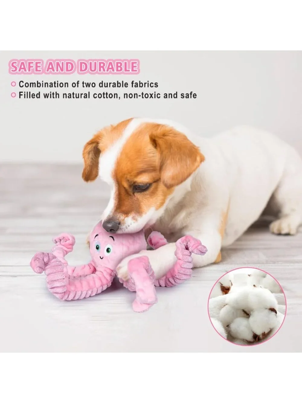 Tough Plush Octopus Dog Squeaky Toy - Large, Medium & Small Puppy Stuffed Animal